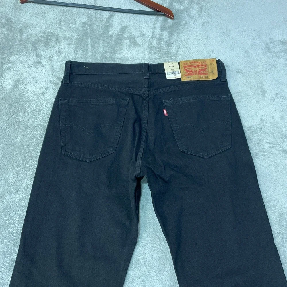 NWT Levi's 501 Original Stretch Jeans Men's 34x32 Black Cotton Denim Button Fly